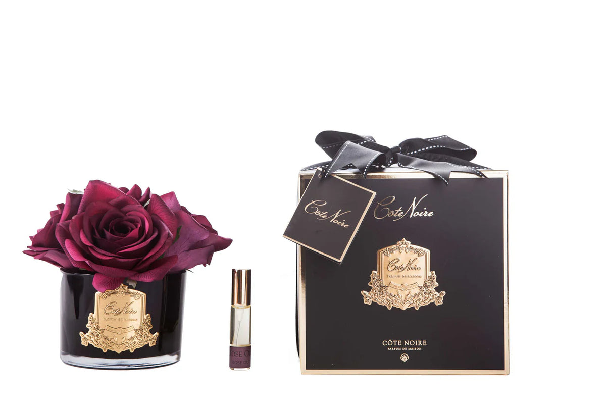 Cote Noire Five Roses Carmine Red in Black Vase – Home Scents London